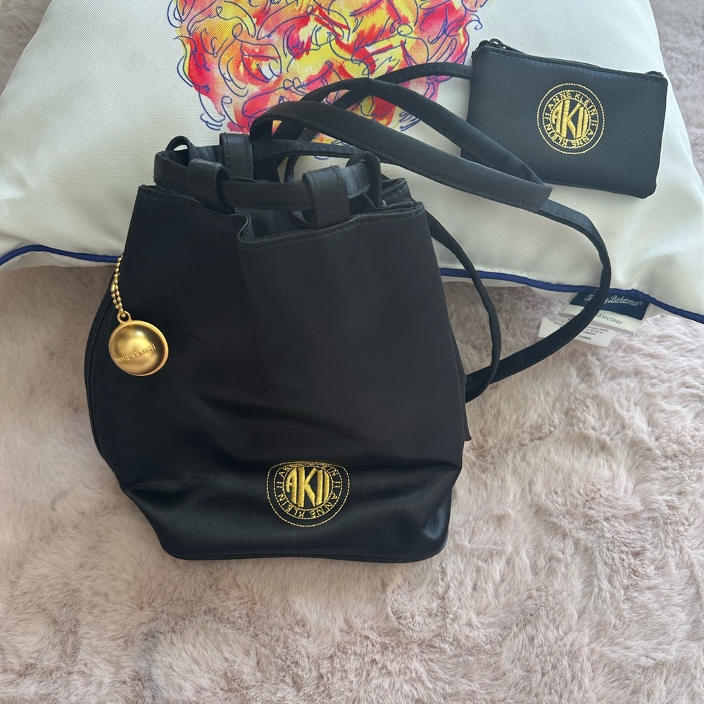 Anne Klein vintage mini Black Backpack with Gold Accents